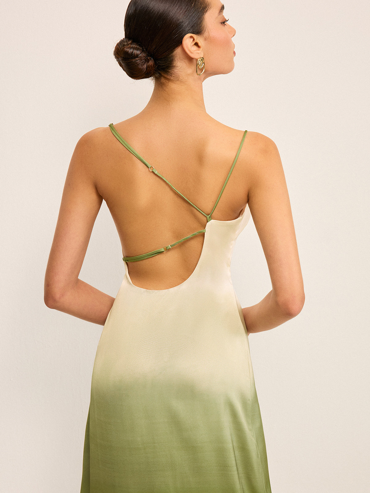 Gradient Asymmetrical Strap Maxi Dress