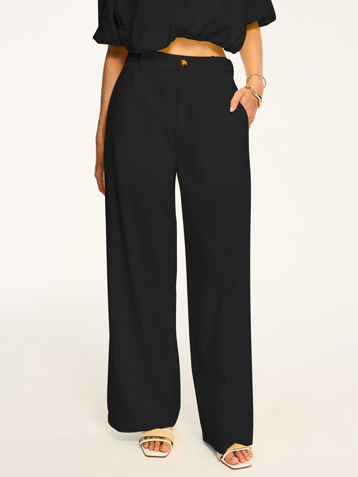 Mid-Waisted Wide-Leg Pants