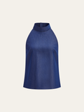 Jeans-Neckholder-Top mit Reißverschluss hinten