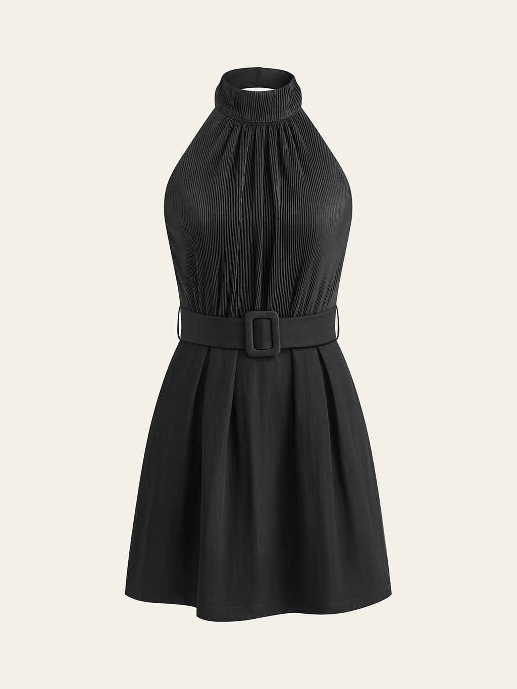 Neckholder ärmelloser Satin-Jumpsuit mit Gürtel