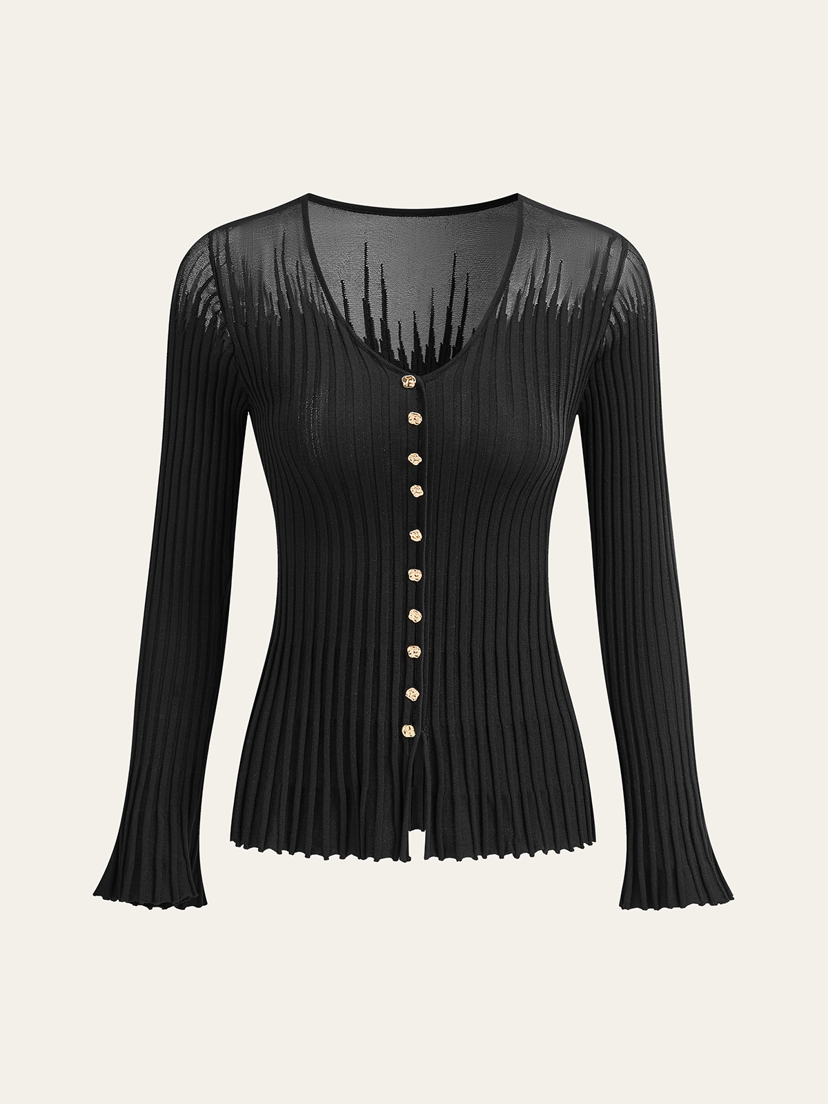 Haut en maille côtelée à empiècements en mesh 