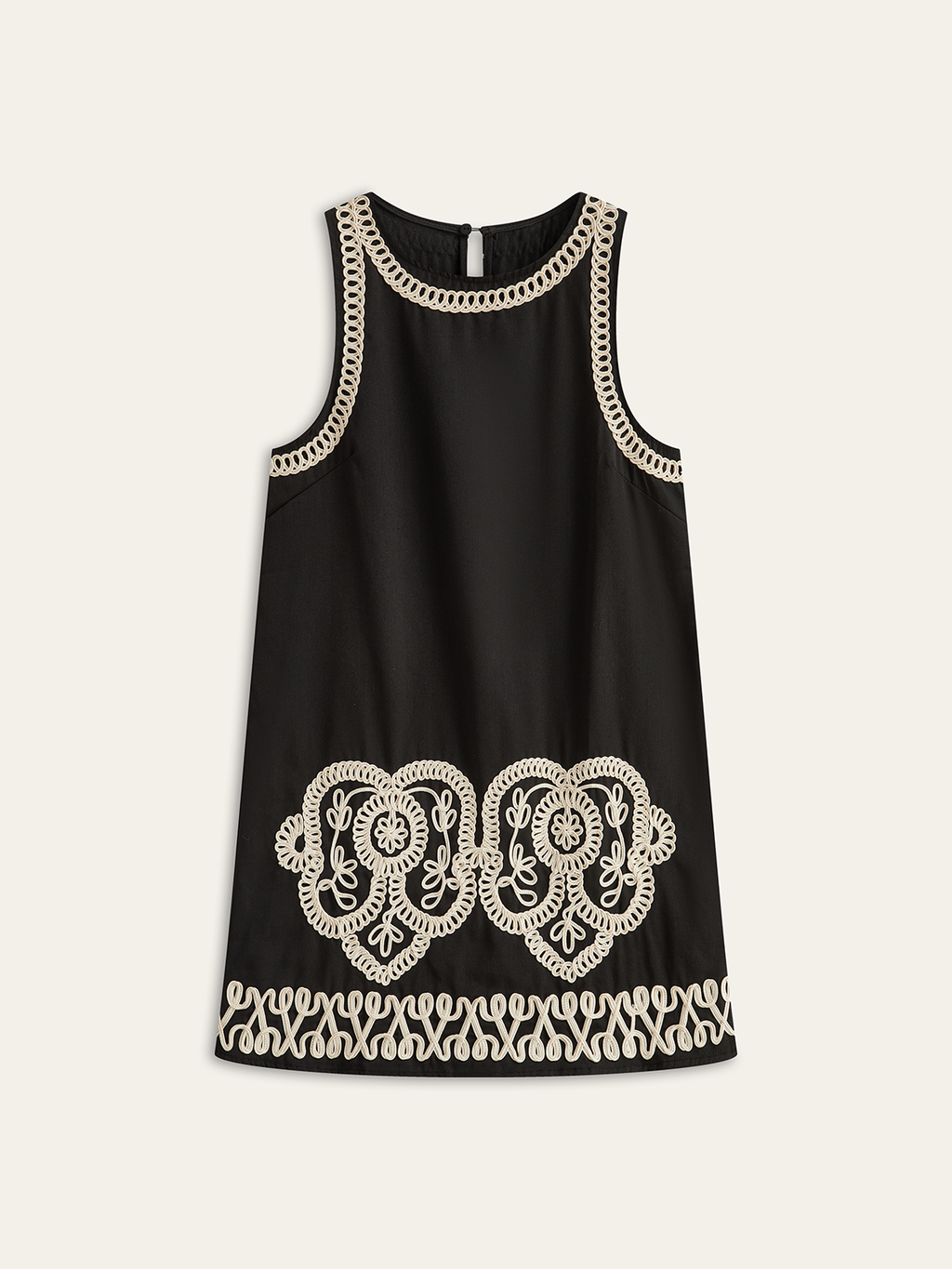 Ärmelloses Mini-Kleid mit Stickerei