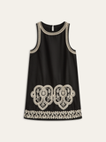 Ärmelloses Mini-Kleid mit Stickerei