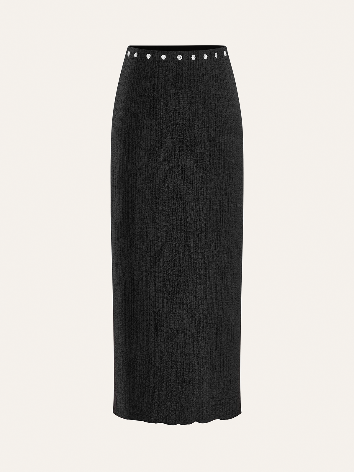 Ensemble top à boutons décoratifs et jupe midi 