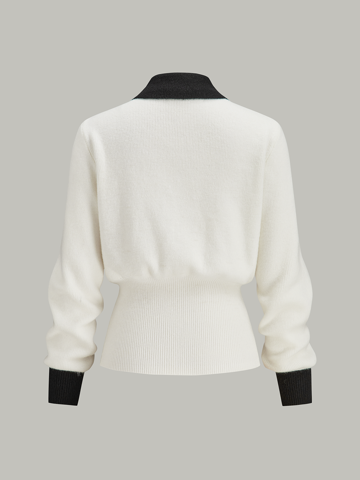 Contrast Trim Button Wool Blend Cardigan