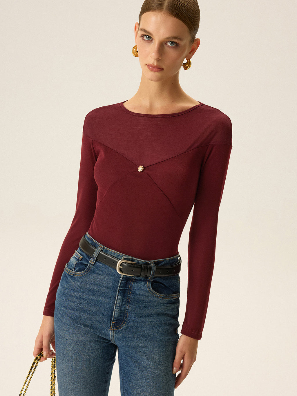 Langarm-Top mit Metalldetail
