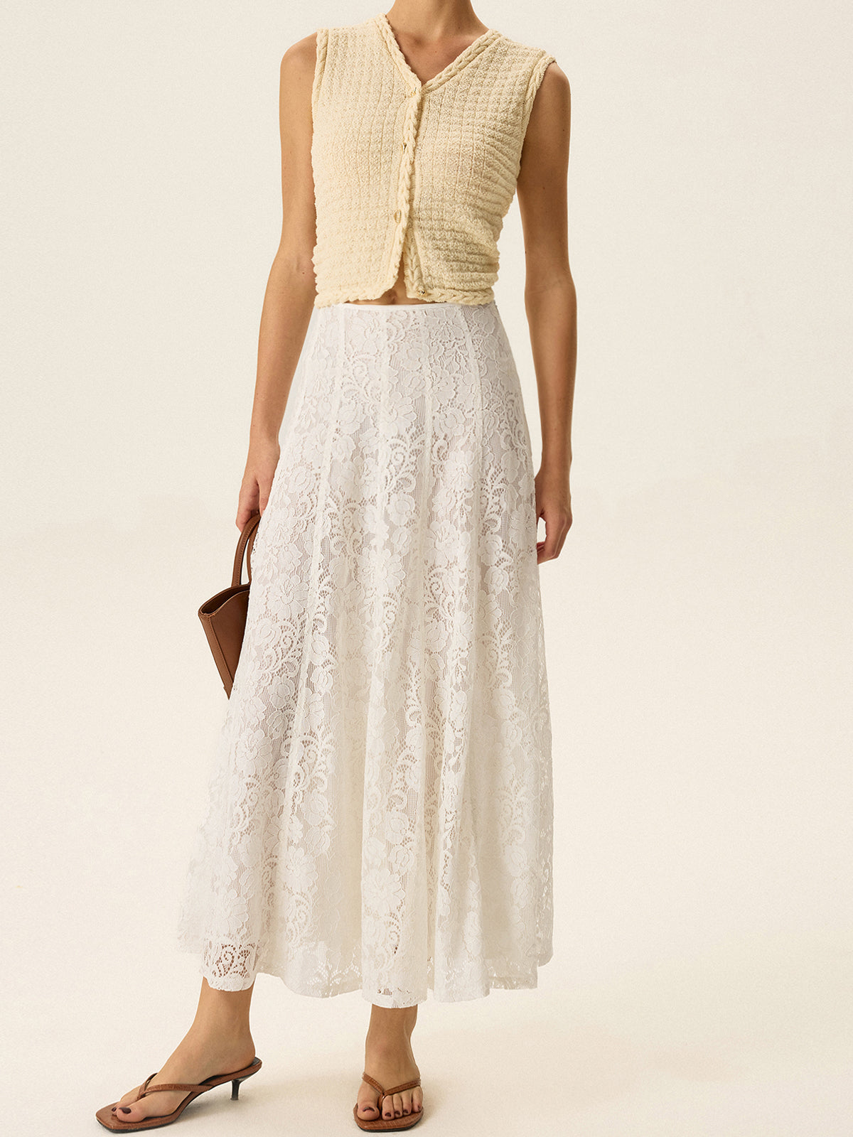 Semi-Sheer Lace Maxi Skirt