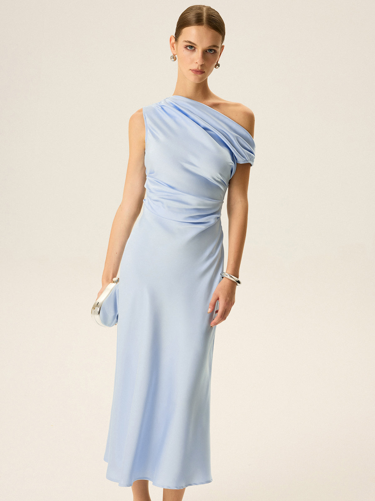 Schulterfreies Midikleid 