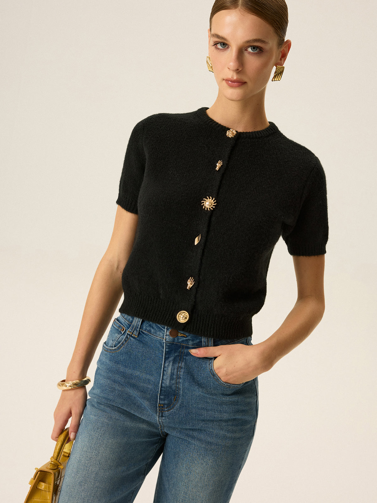 Gilet en maille à détails métalliques