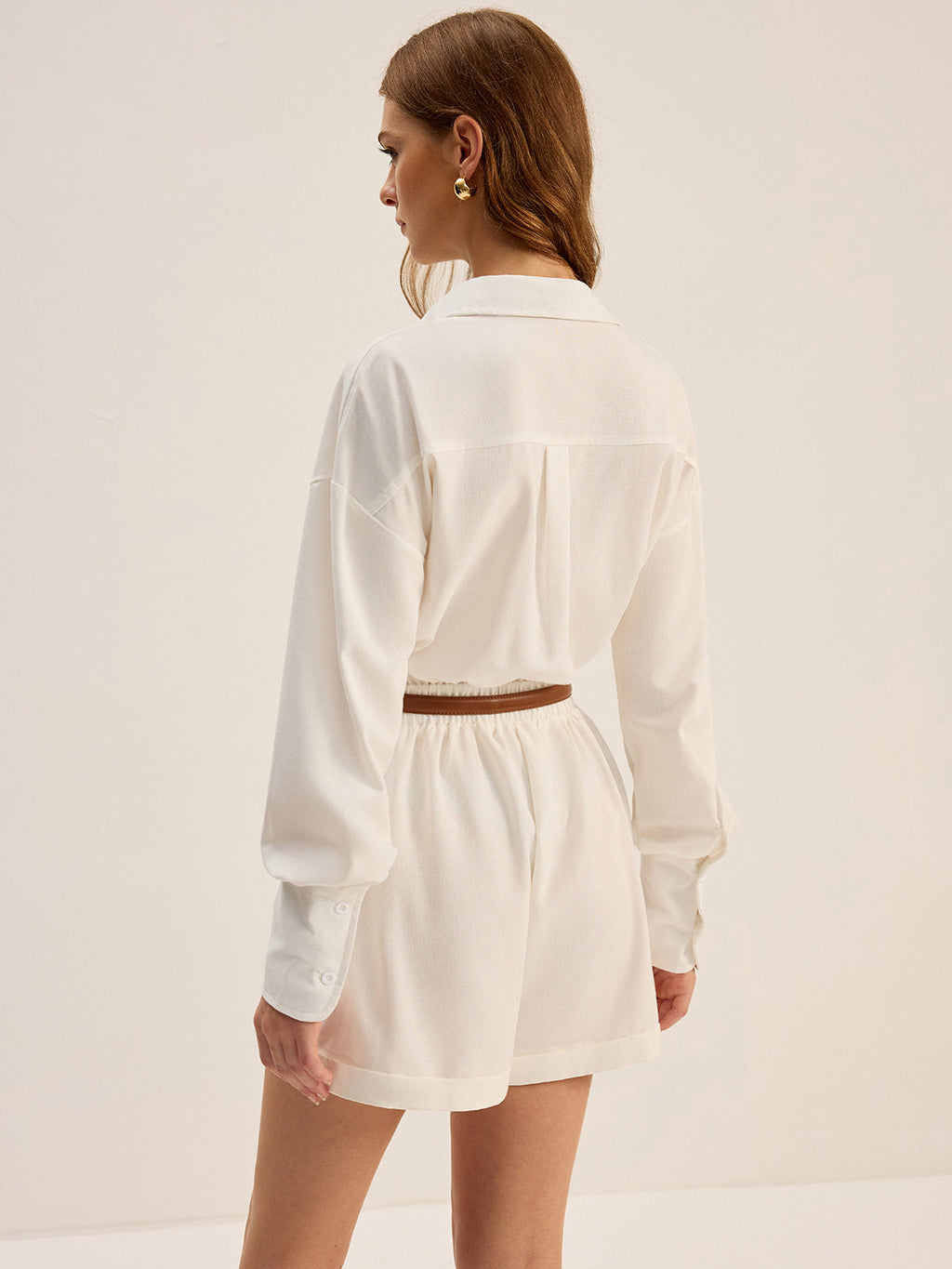 Shirt Style Jumpsuit Without Belt