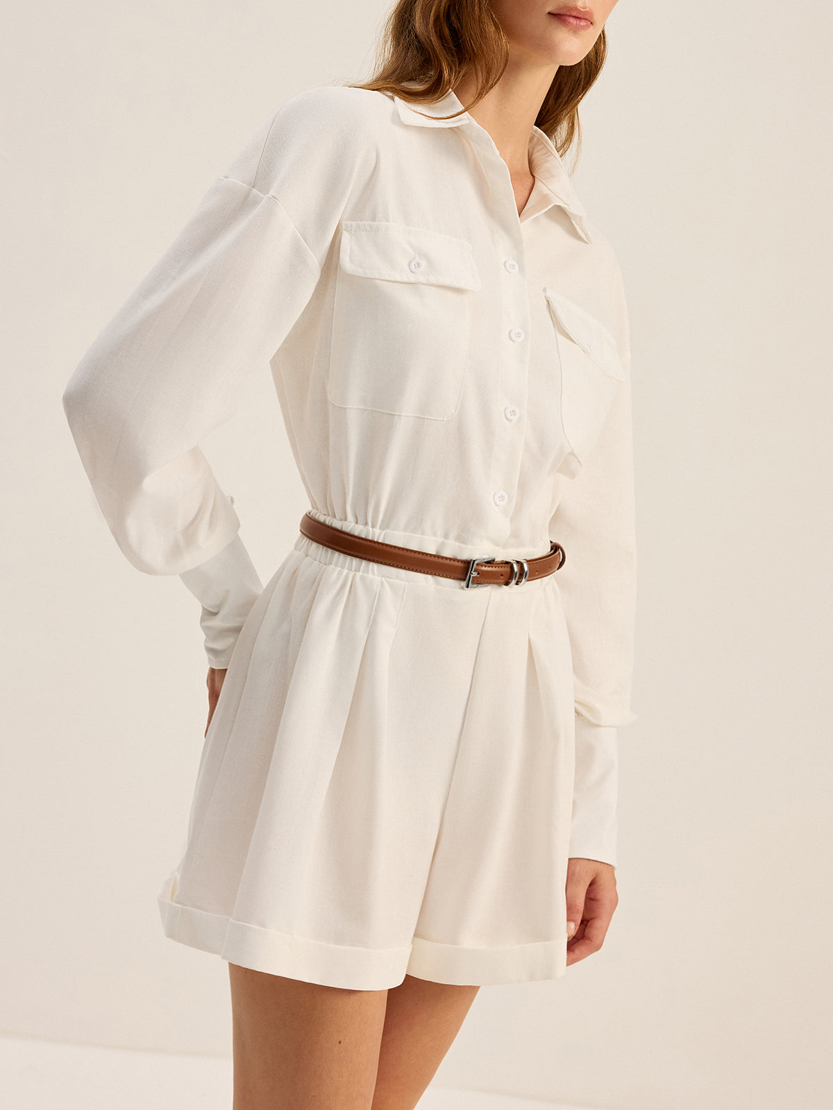 Shirt Style Jumpsuit Without Belt