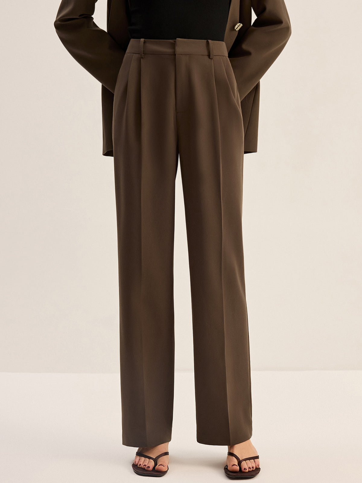 Bundfaltenhose mit hohem Bund