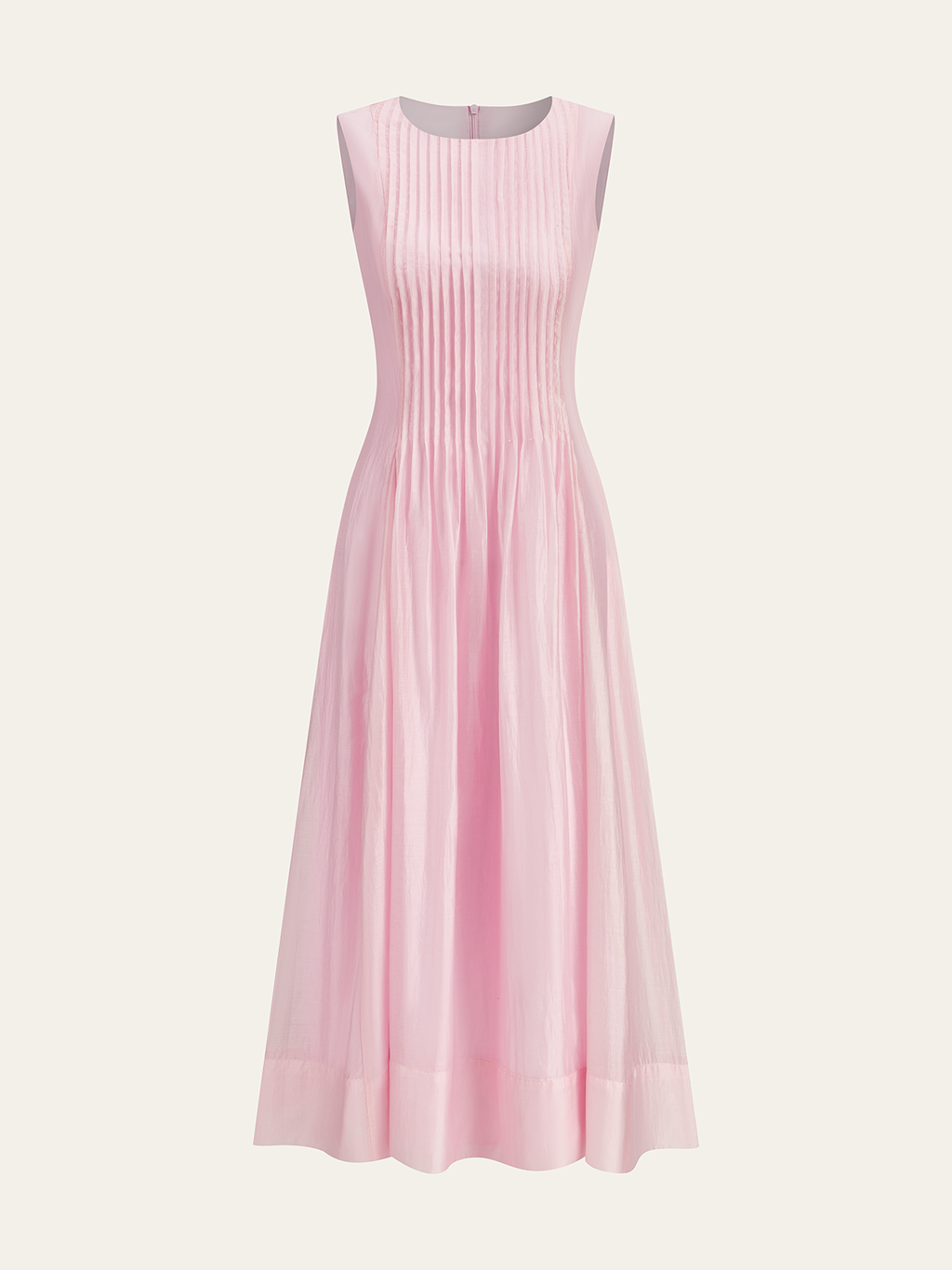 Robe midi sans manches plissée en Tencel semi-transparent
