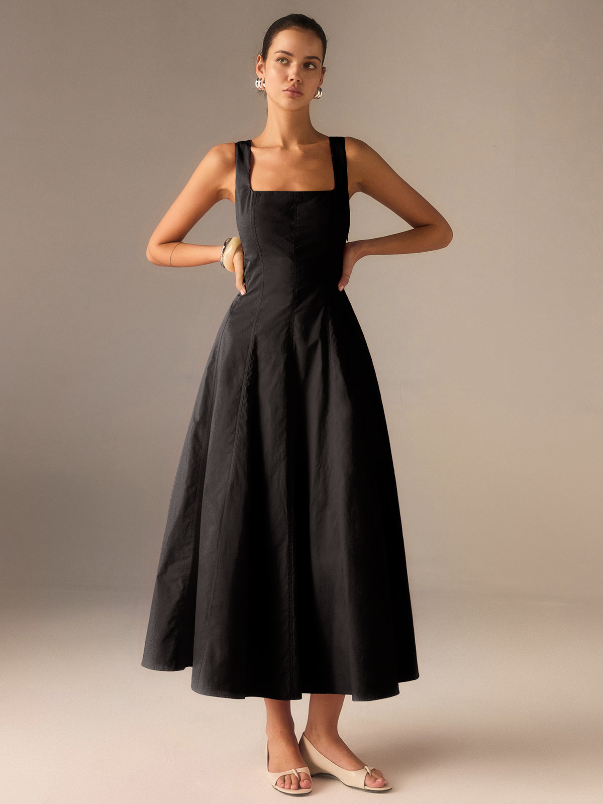 Robe longue en coton avec dos lacé 