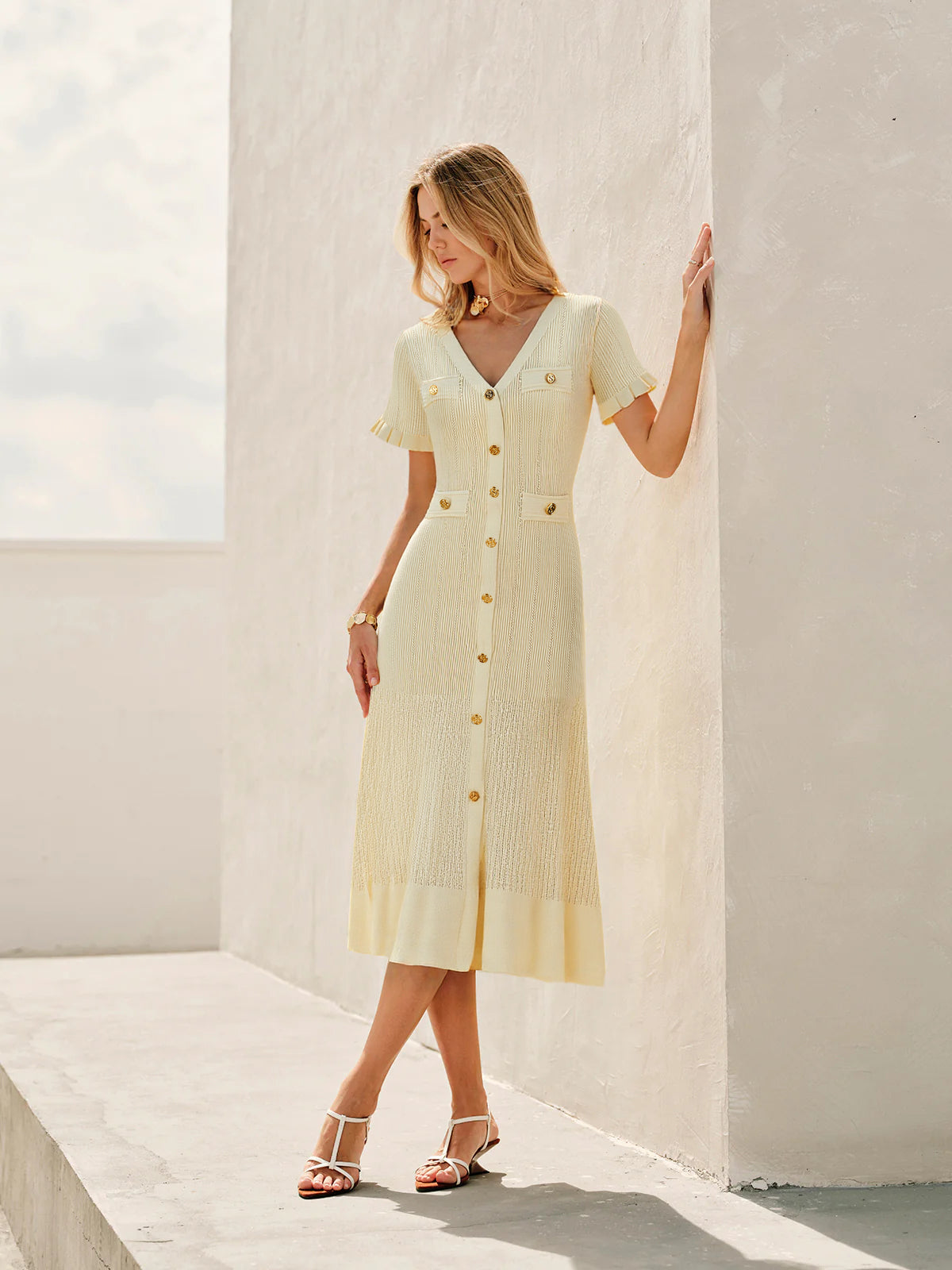 Knit Cardigan Midi Dress