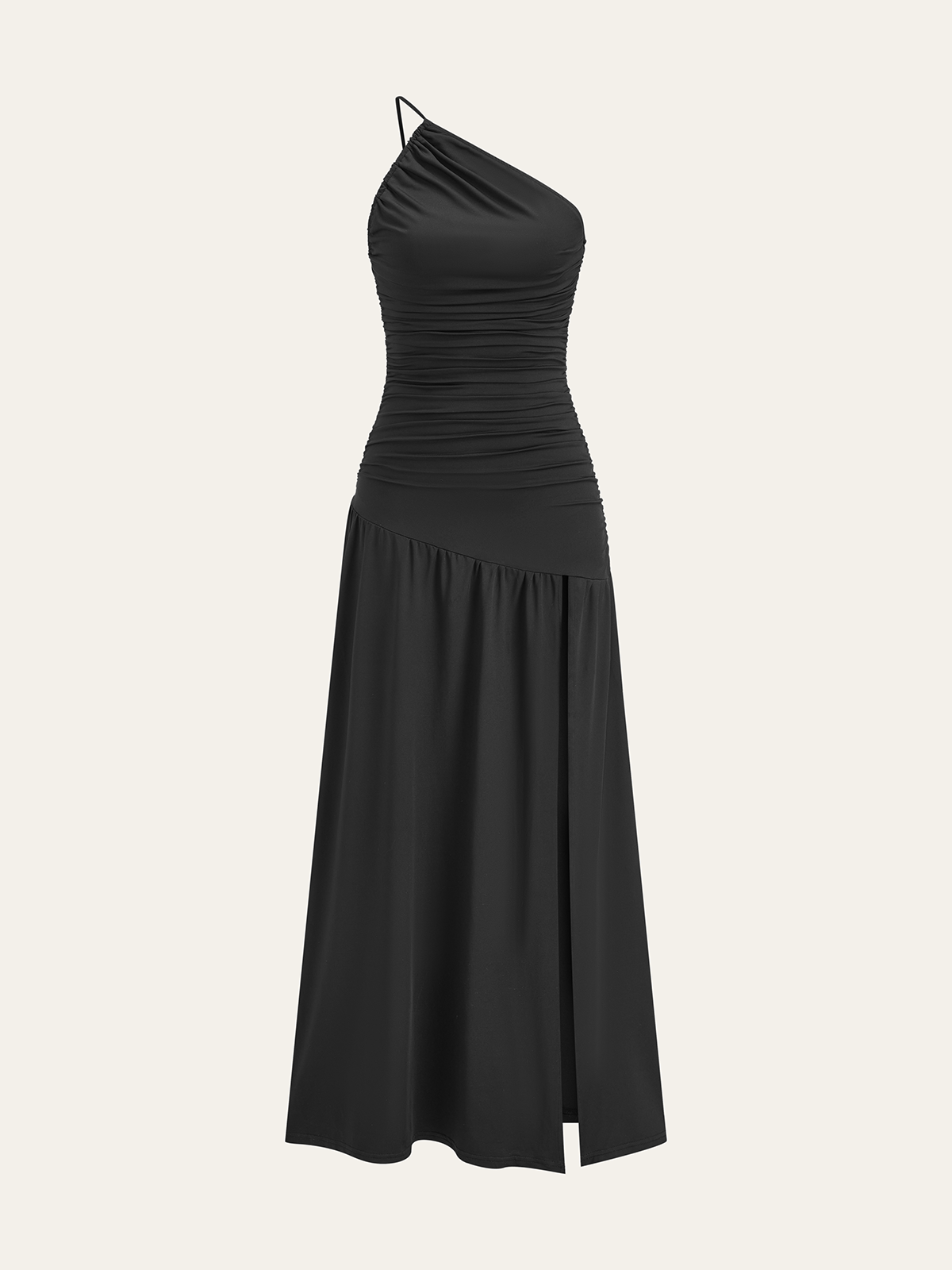 One Shoulder Pleated Split Long Dress