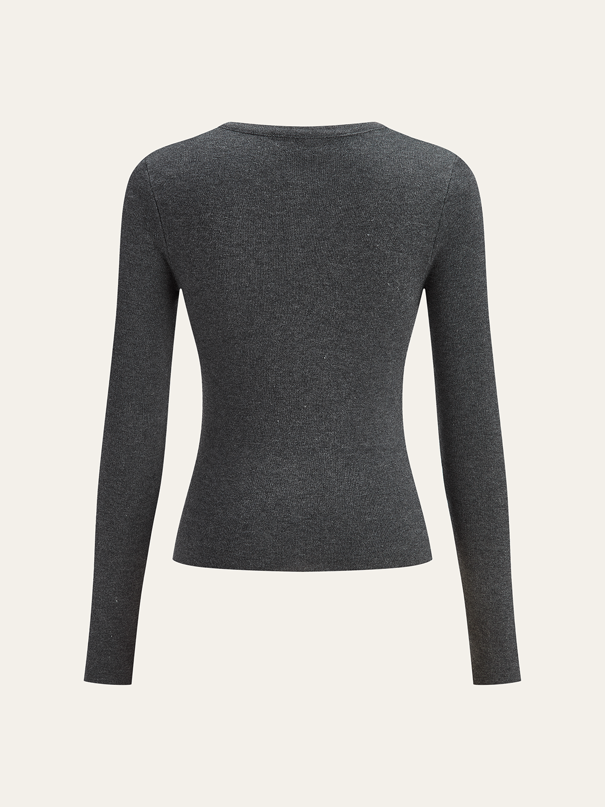 Wool Blend Fitted Button Knit Top