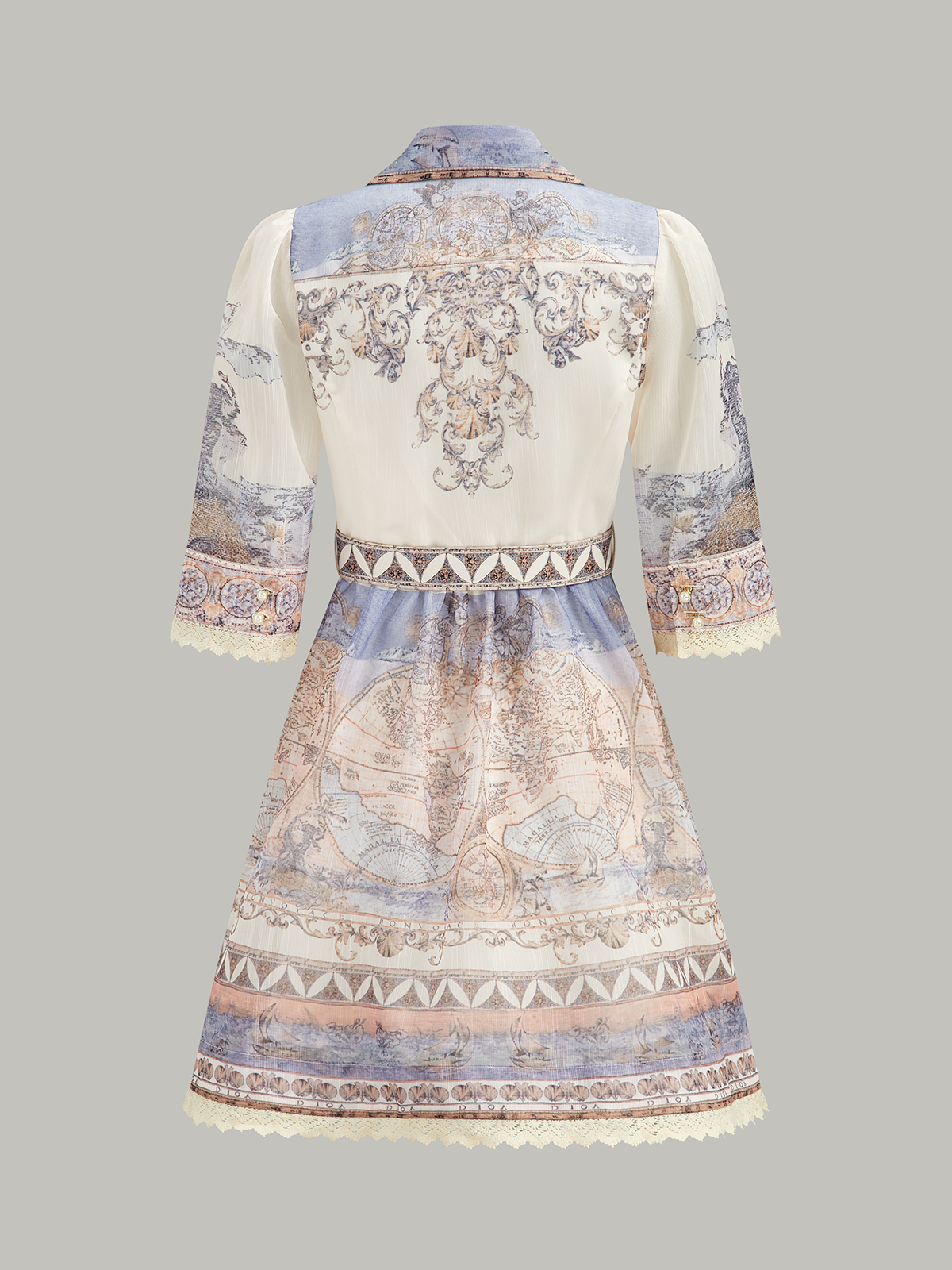 Semi-Sheer Buttoned Dress With Belt