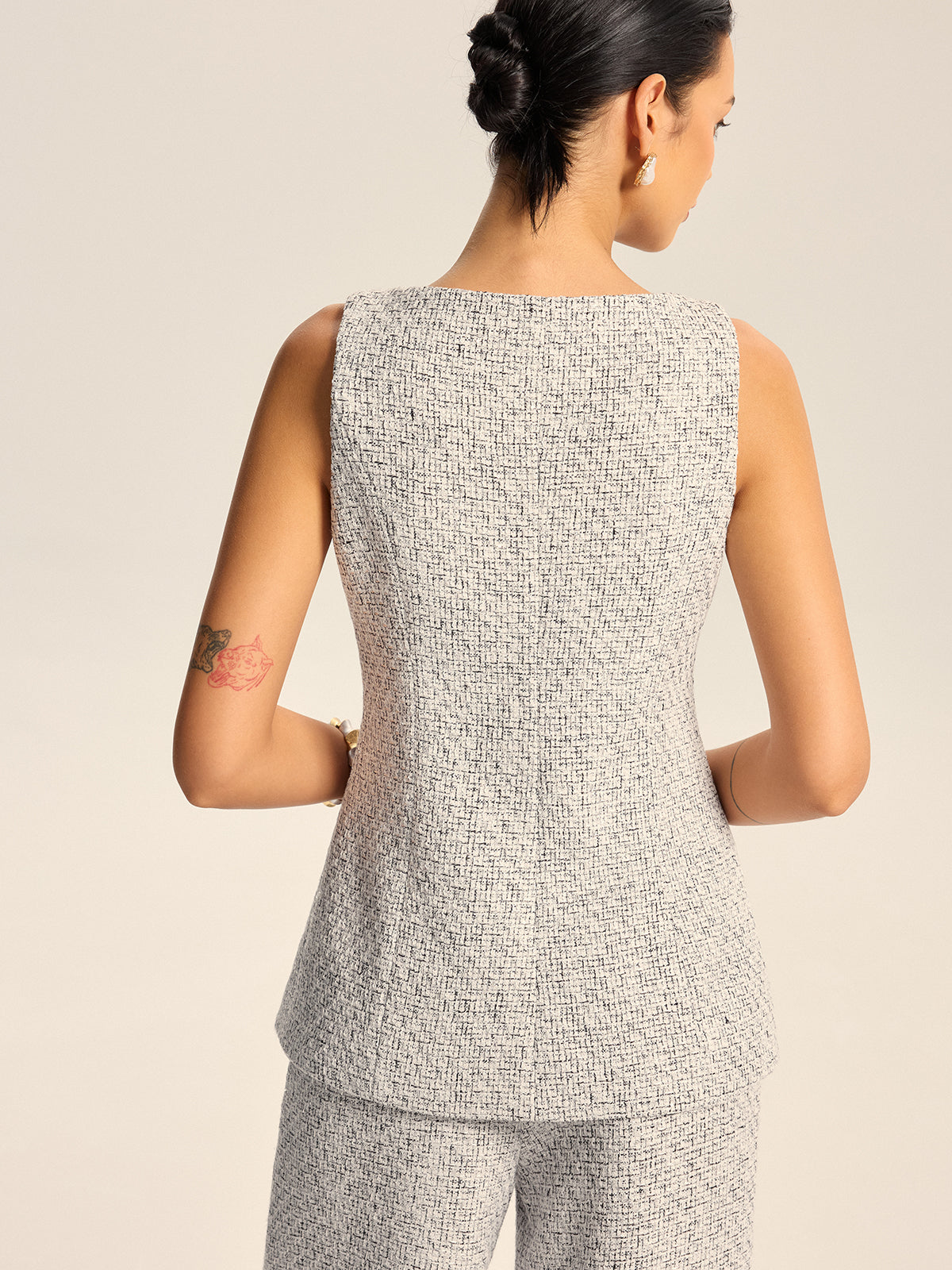 Gilet boutonné en tweed texturé