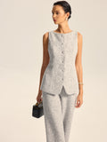 Gilet boutonné en tweed texturé