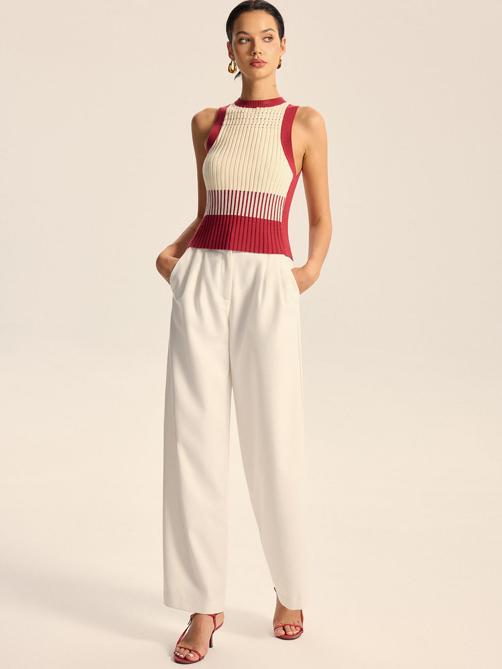 Color-Block Ribbed Knit Tank Top