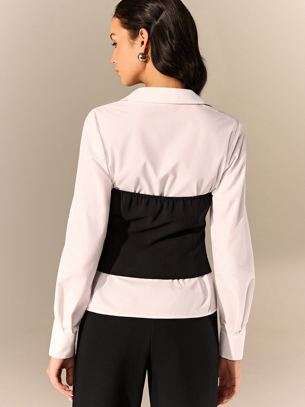 Korsett und Langarmshirt-Set mit Knopfleiste