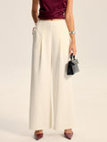 Pantalon large taille mi-haute