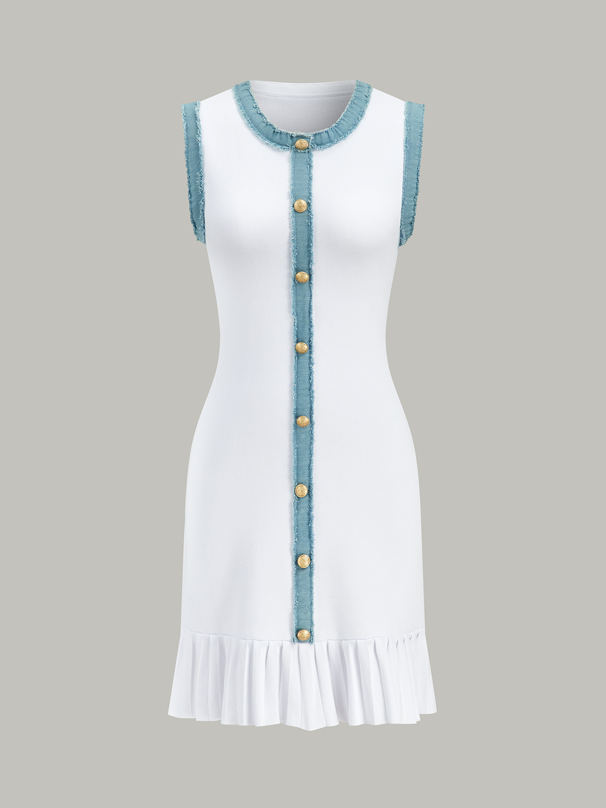 Robe midi à volants boutonnée en jean