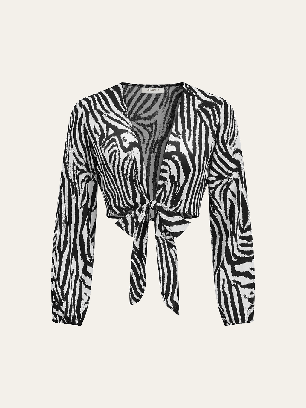 Zebra-Print-Oberteil mit Bindedetail vorne