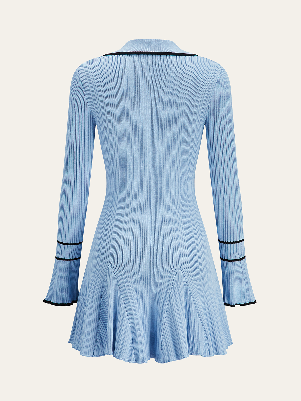 Contrast Trim Lapel Knit Dress