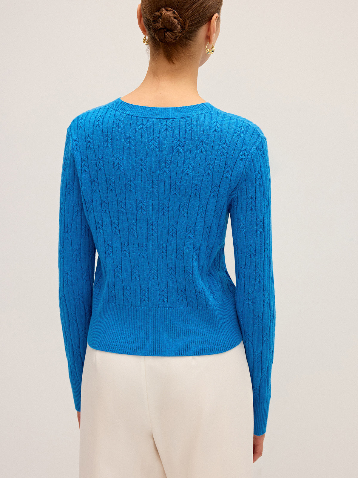 Cable Knit Wool Blend Cardigan