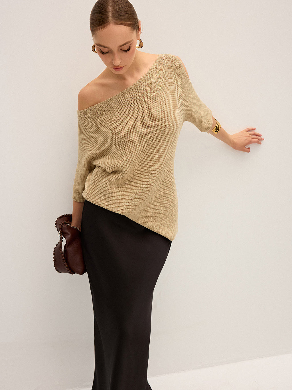 Asymmetric One-Shoulder Knitted Top