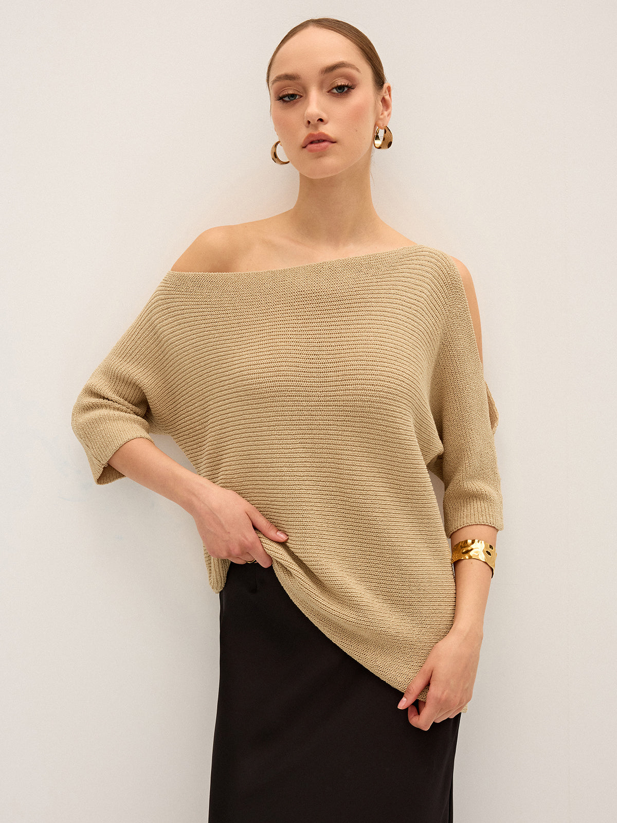 Asymmetric One-Shoulder Knitted Top