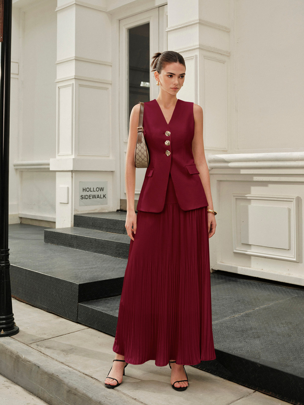 Faltenrock mit mittelhoher Taille 