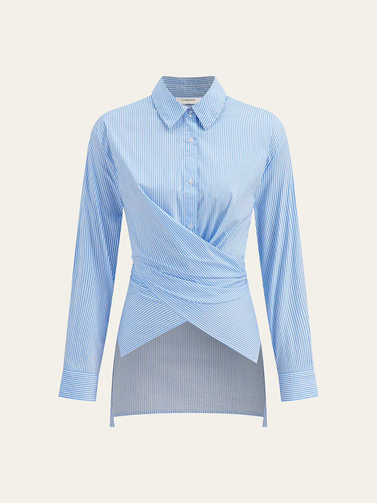 Chemise rayée cache-cœur à ourlet asymétrique