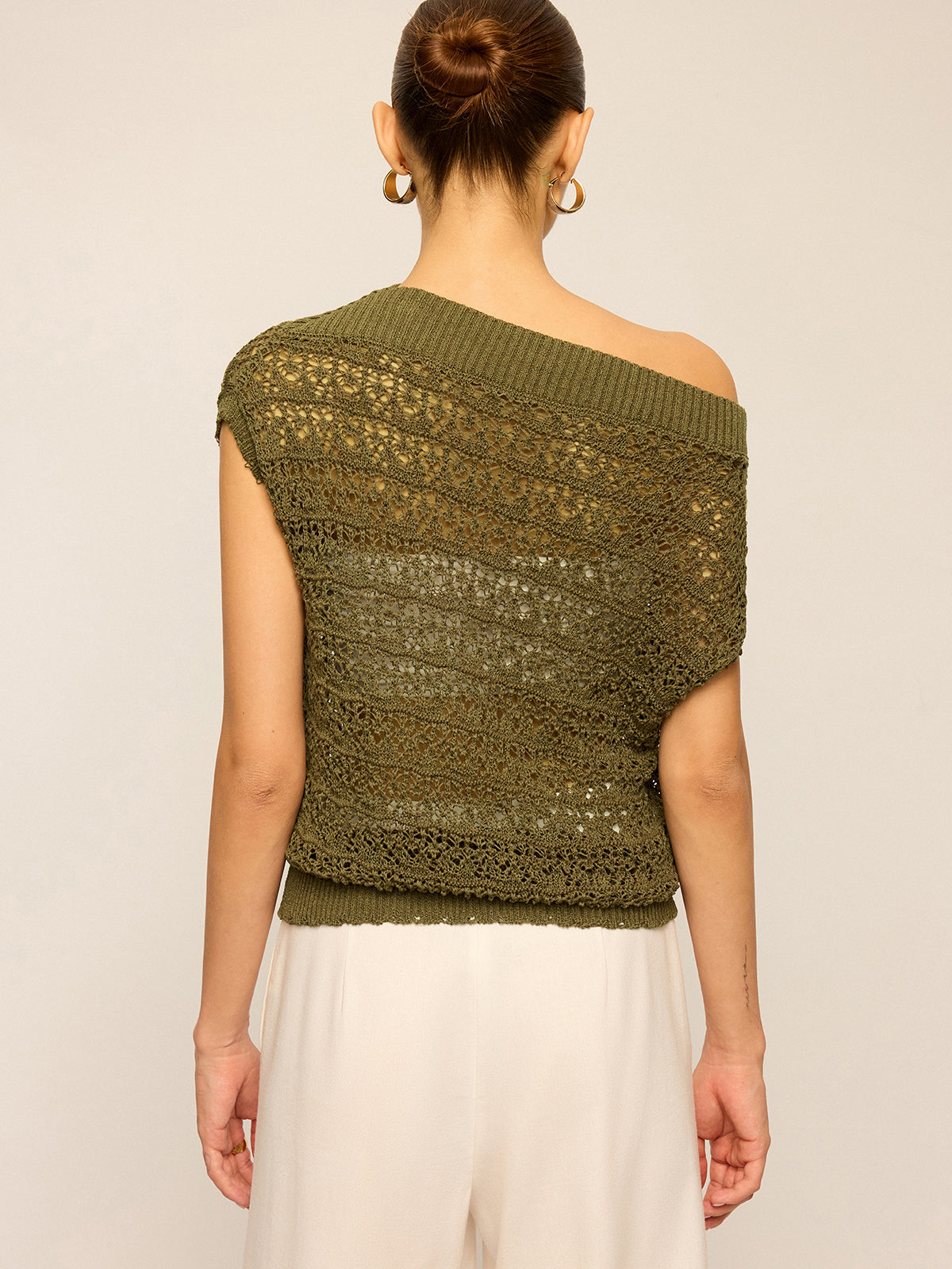 Crochet Knit Off-Shoulder Top