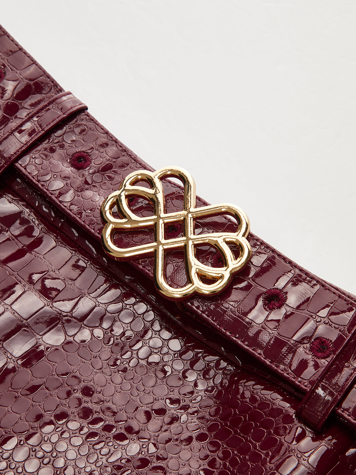 Belted Croc Embossed PU Leather Mini Skirt