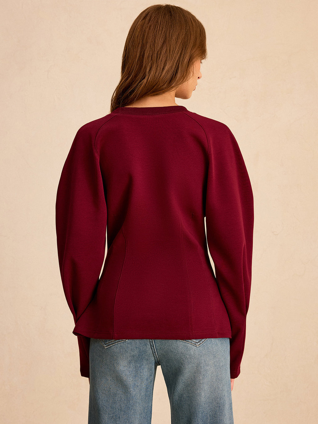 Lantern Sleeve Crew Neck Sweatshirt