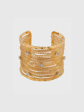 Bracelet manchette multibrins doré en cristal