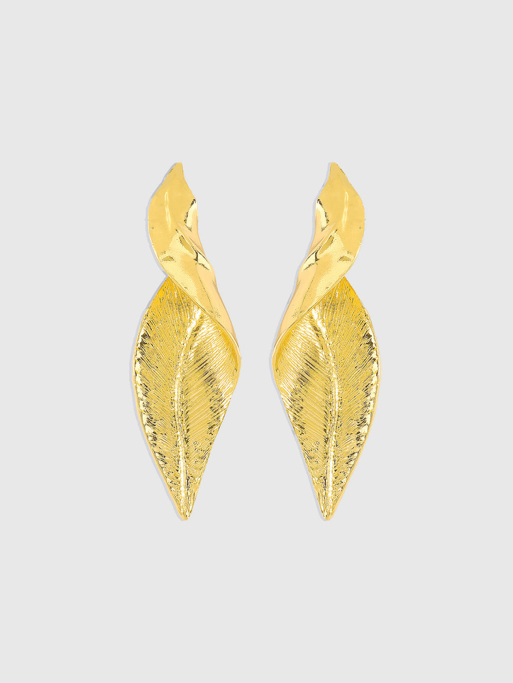 Golden Leaf-Shaped Drop Earrings