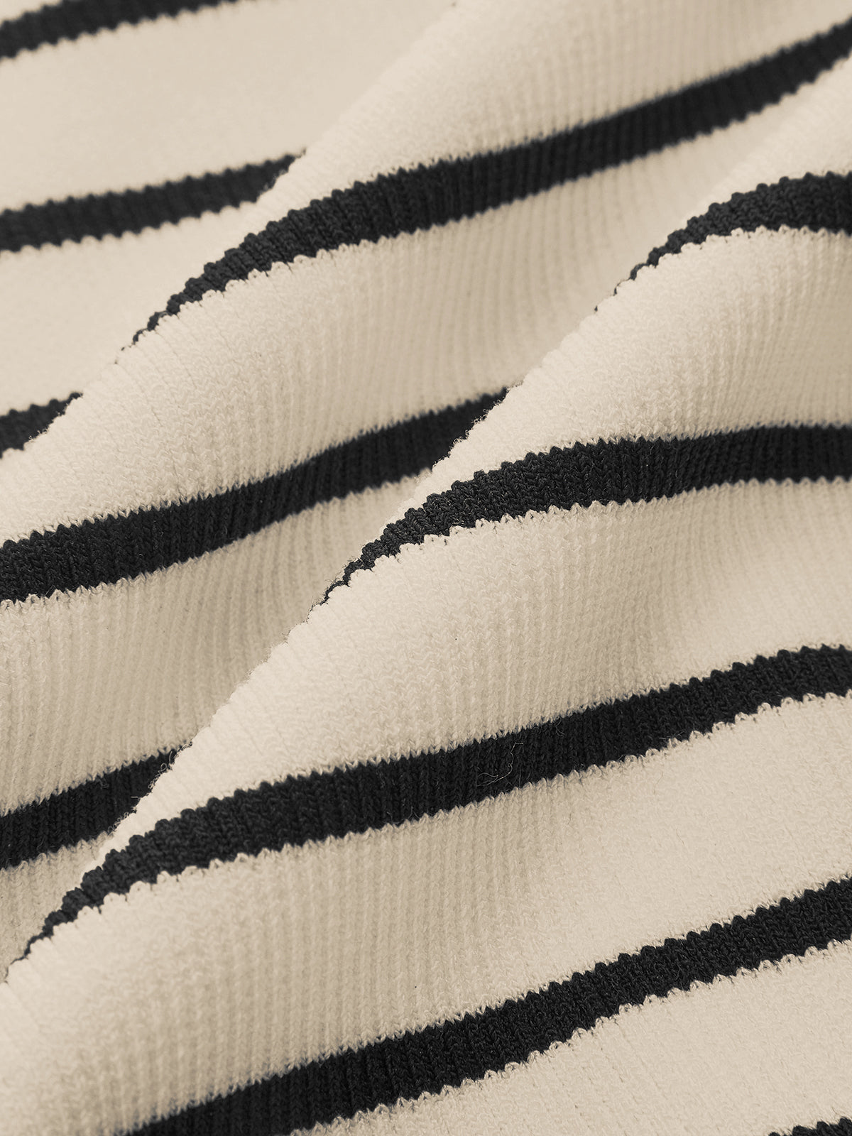 Striped Short-Sleeve Polo Collar Knit Cardigan