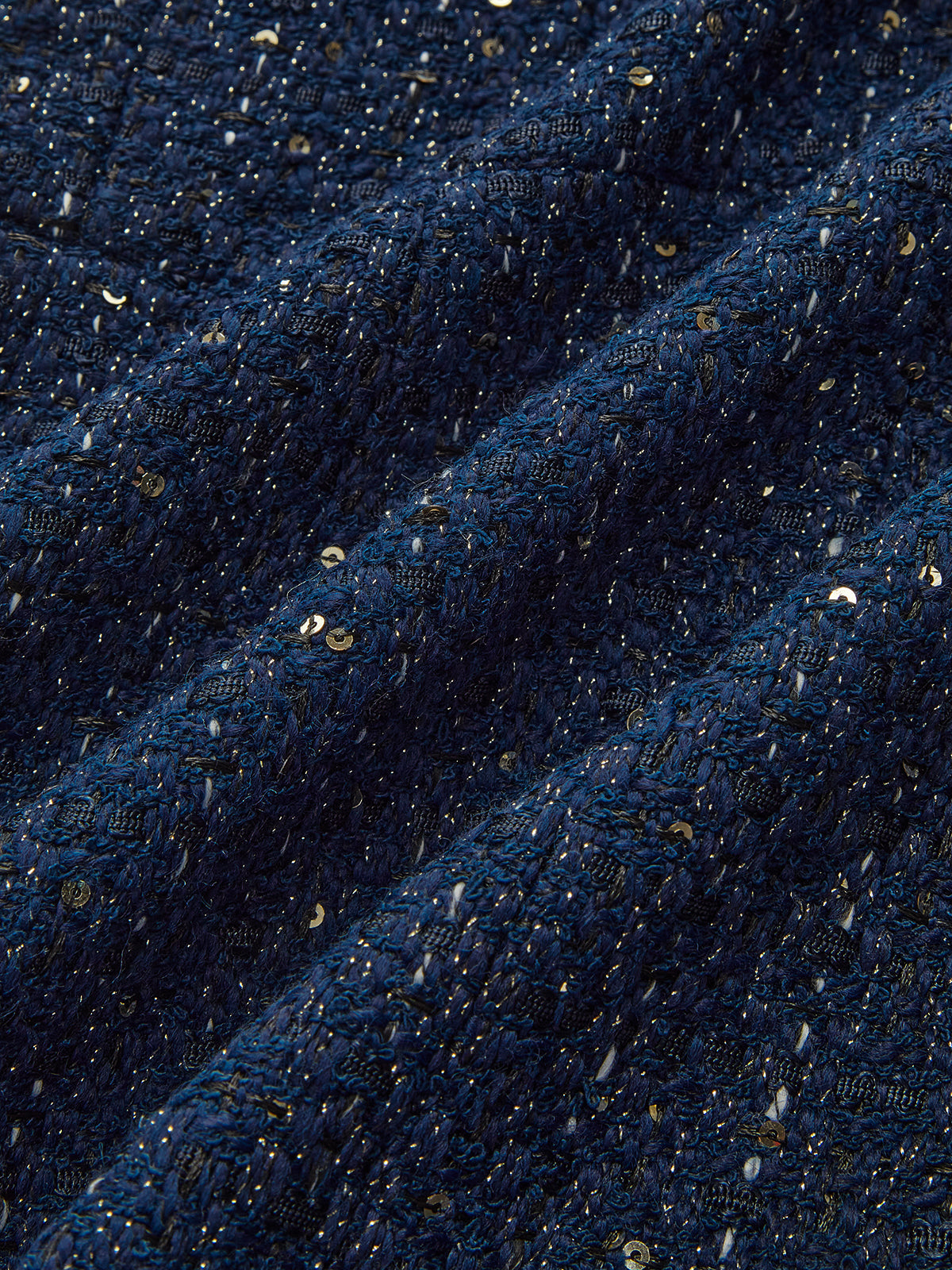 Metal Button Belted Tweed Jacket