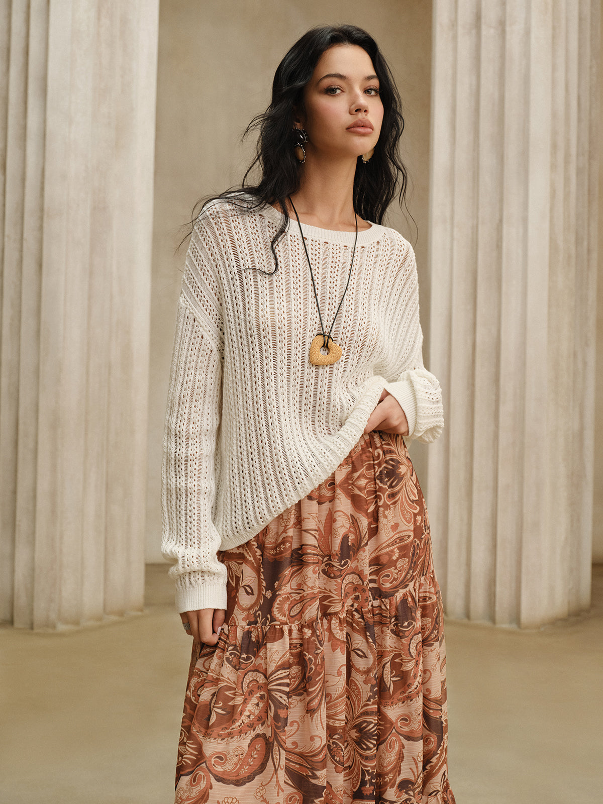 Oversized-Pullover mit Rundhalsausschnitt 