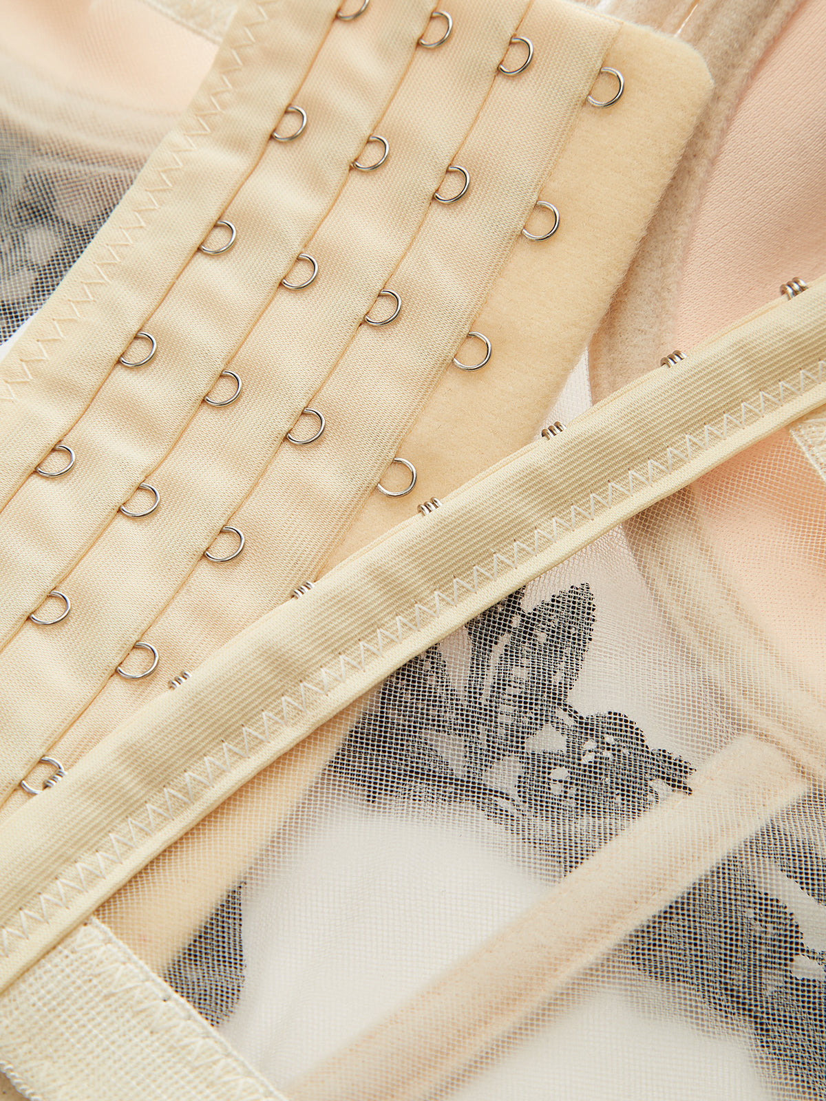 Semi-Sheer Floral Embroidery Mesh Corset Top