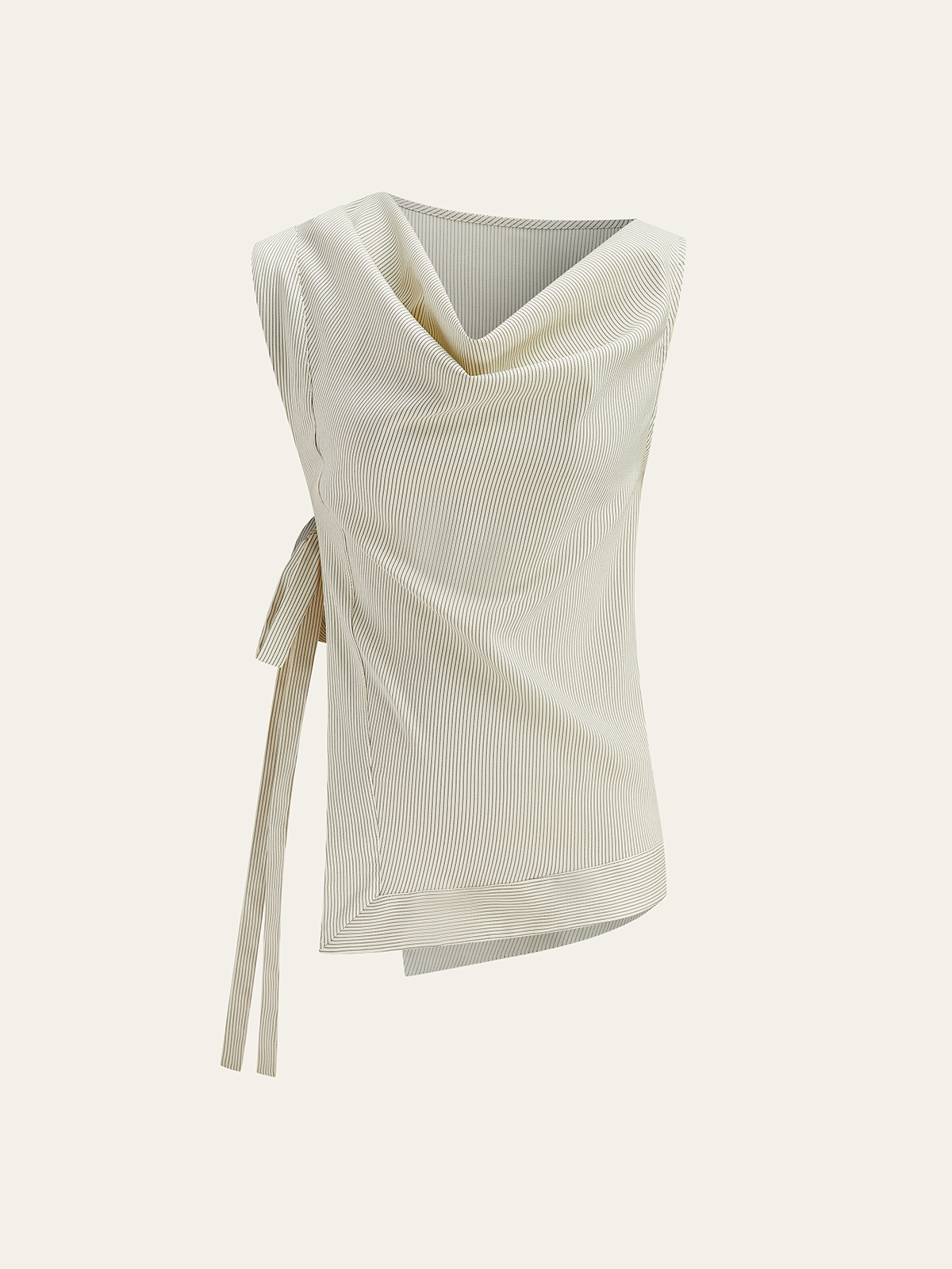 Haut asymétrique rayé à nouer sur le côté 