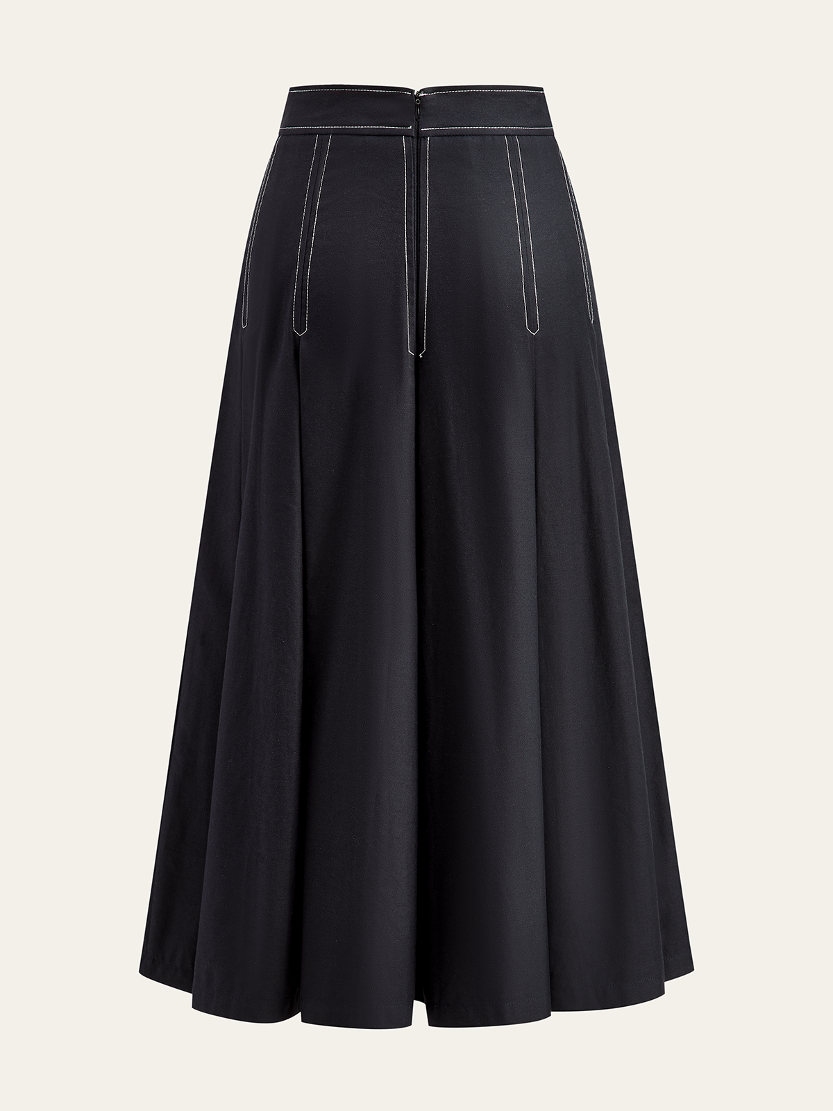 Metal Chain Detail Pleated Midi Skirt