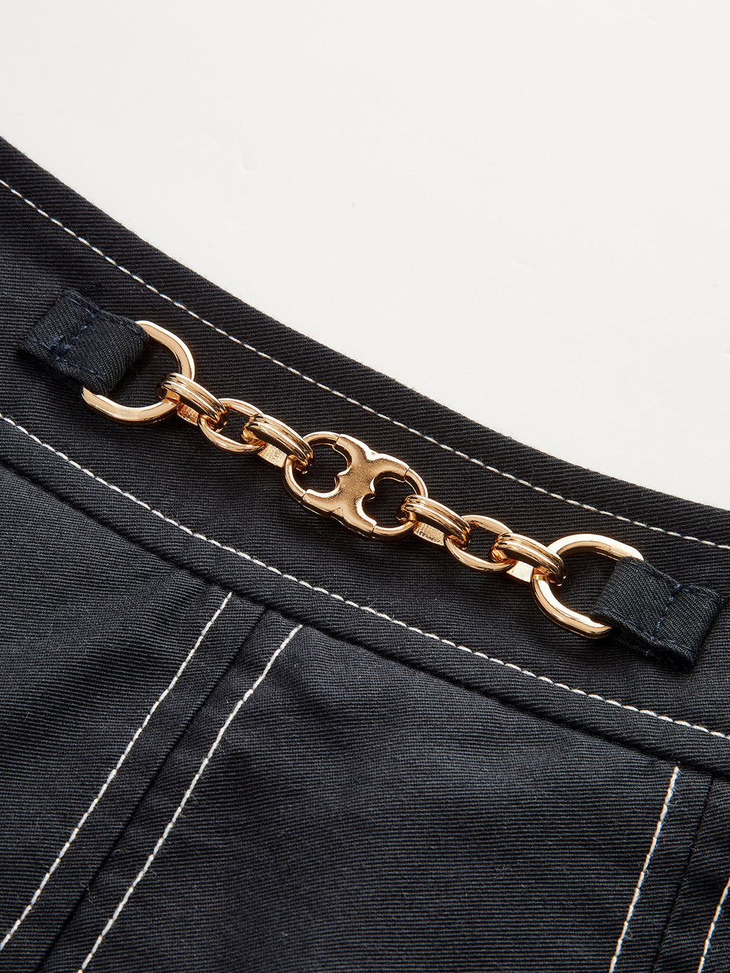 Metal Chain Detail Pleated Midi Skirt