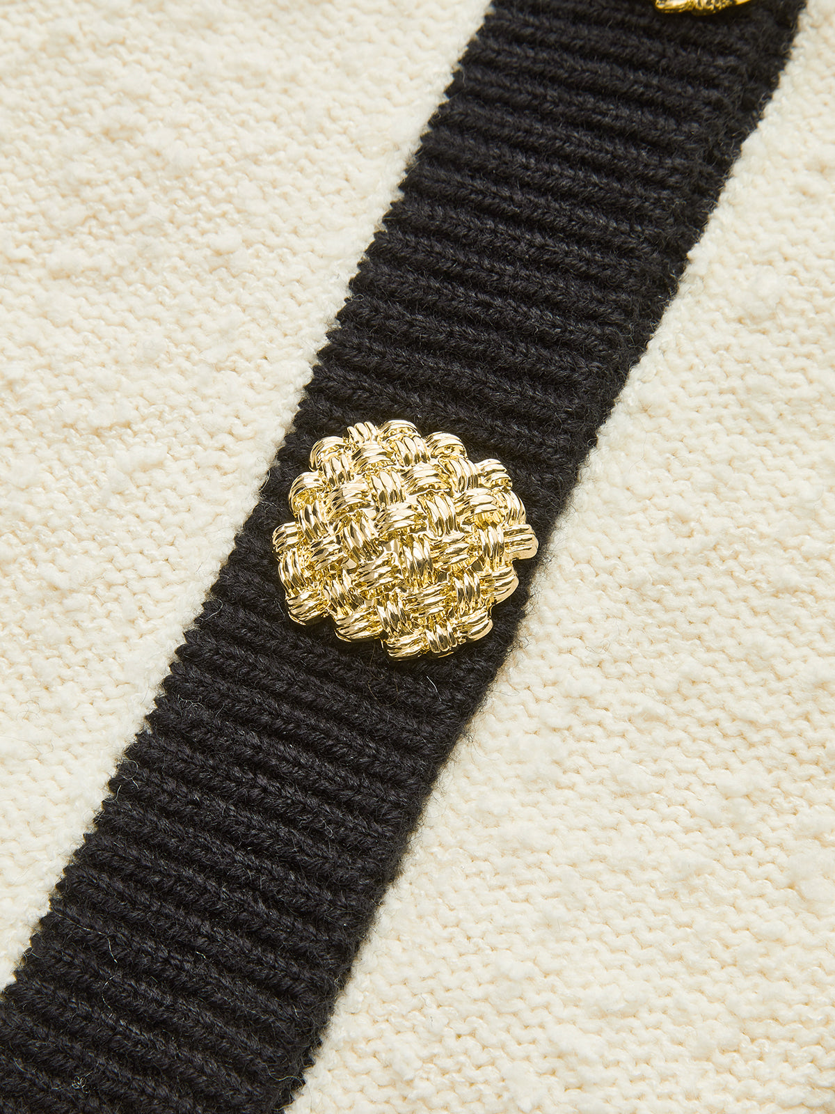 Contrast Trim Metal Button Textured Knit Vest