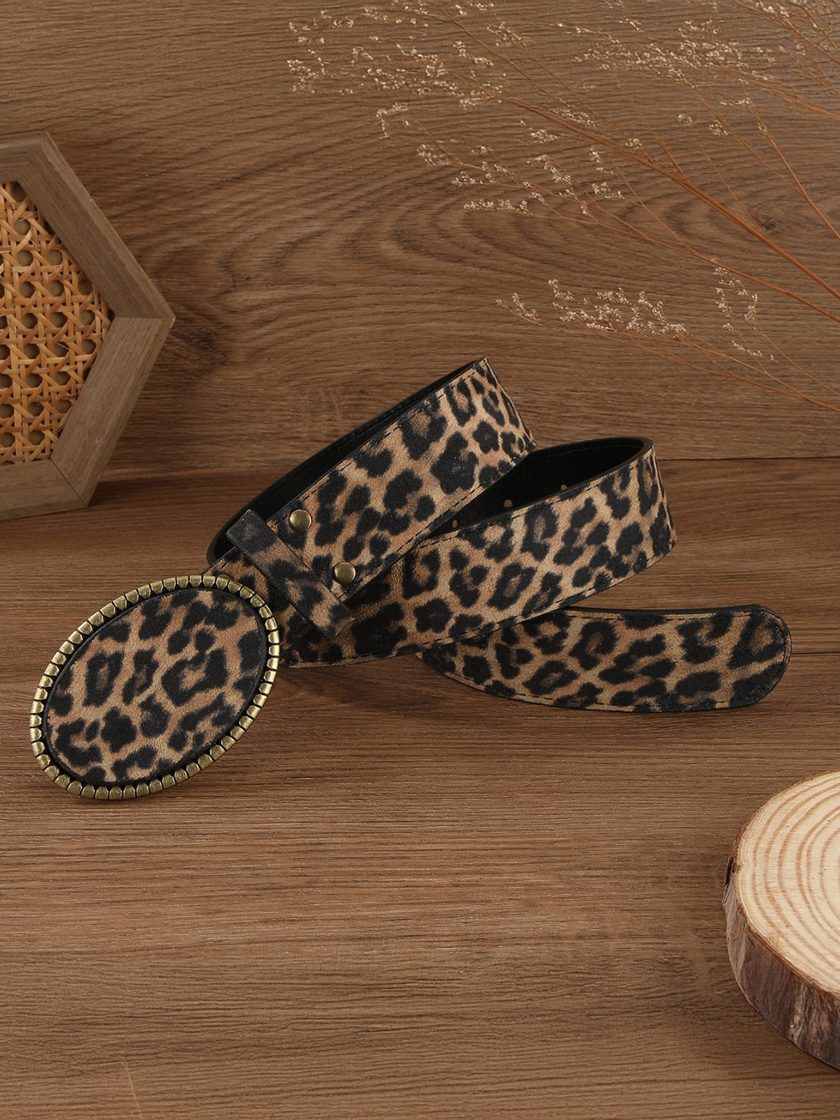 Leopard-Print PU-Ledergürtel