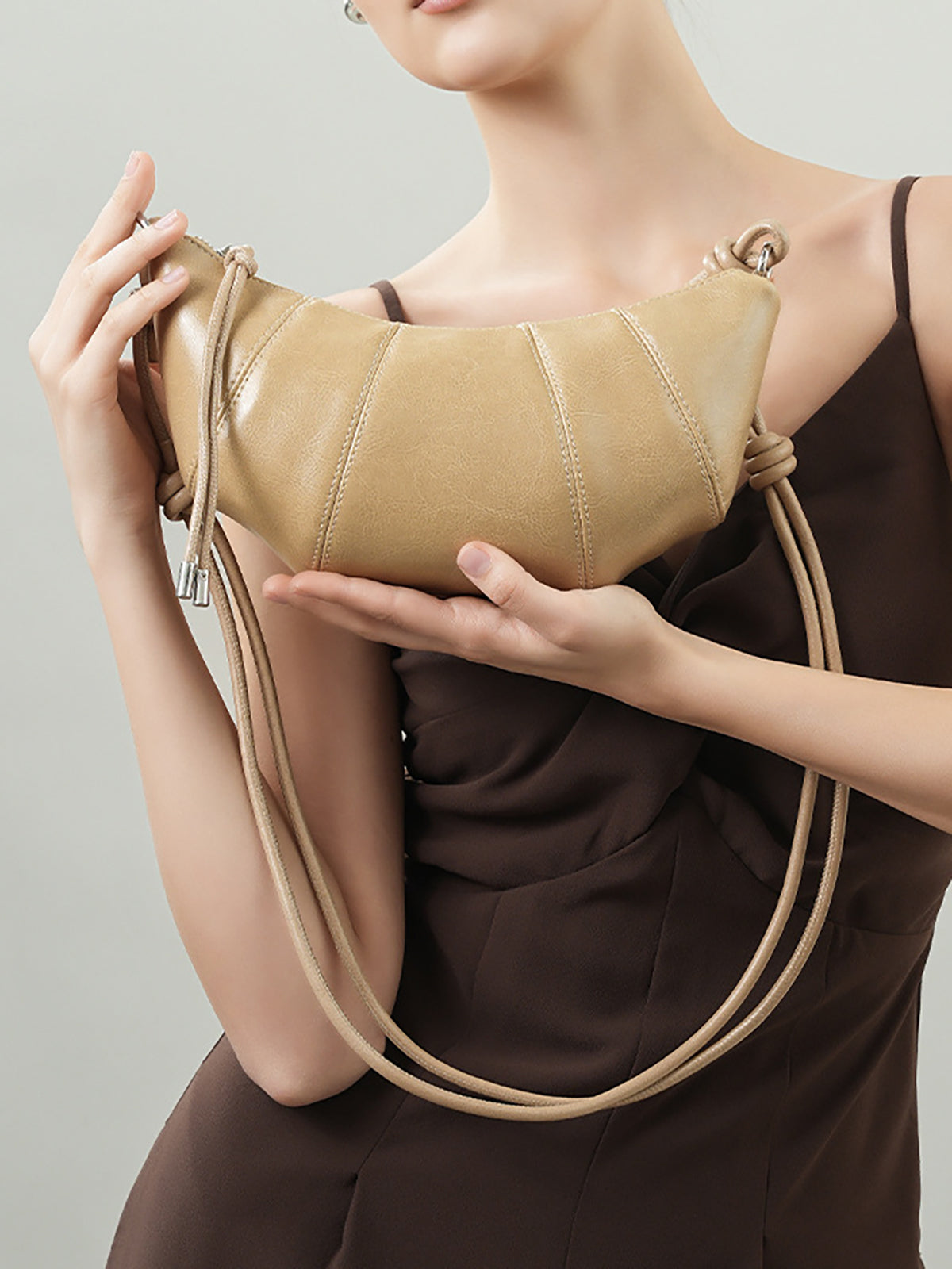 Leather Crescent Crossbody Bag